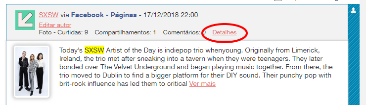 Como exibir os detalhes dos comentários