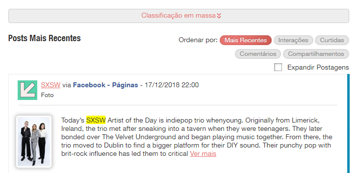 Critérios de ordenação das postagens no Facebook