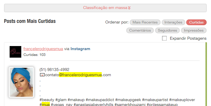 Critérios de ordenação das postagens no Instagram