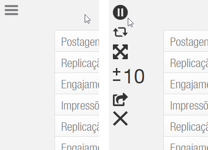 Opções disponíveis no Modo Apresentação