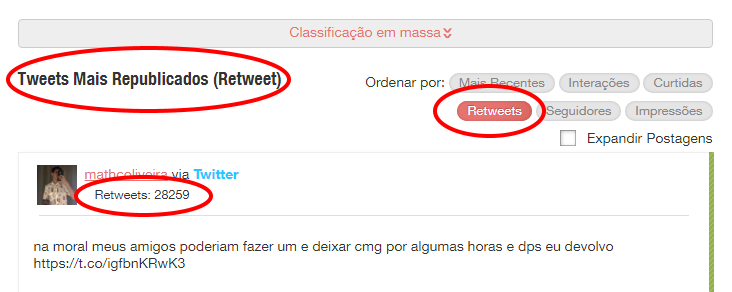 Encontrar Tweet mais compartilhado