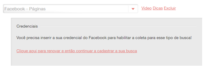 Cadastrar credencial do Facebook