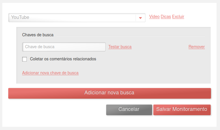 Cadastrar busca no YouTube