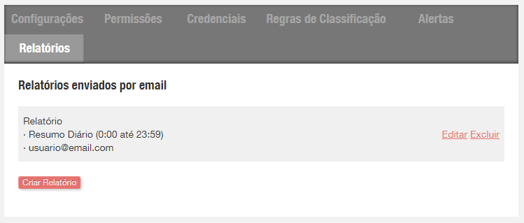Listagem, edição e exclusão de relatórios