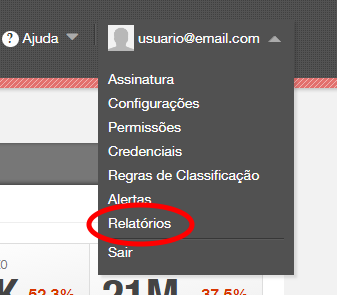 Menu de acesso à lista de relatórios