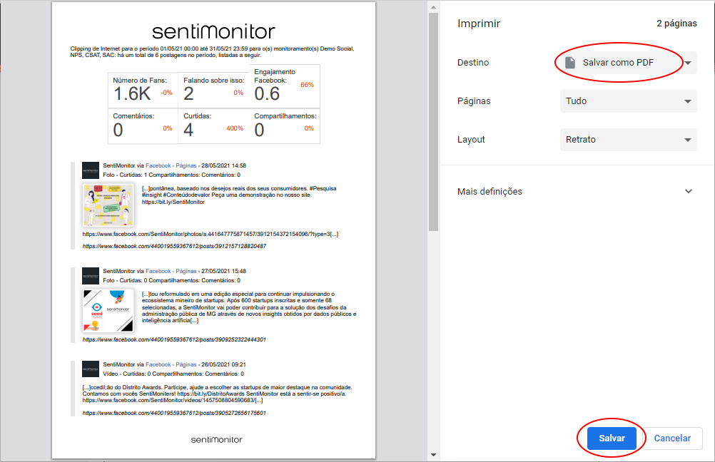 Salvar Relatório como PDF