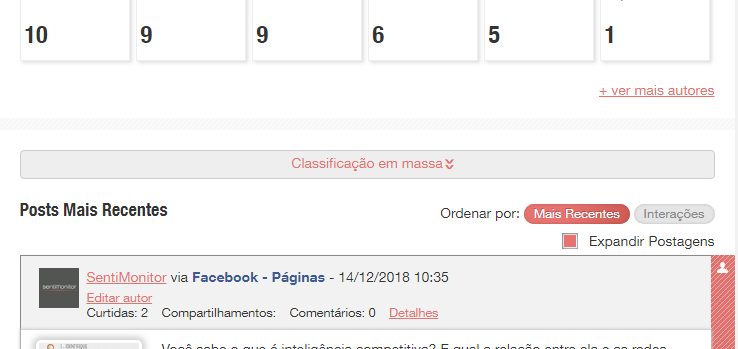 Painel para classificação em massa