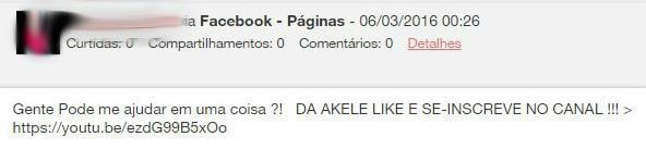 Não isolar spam sentimonitor